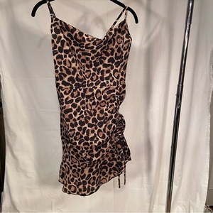 Shein leopard‎ mini, drawstring, sz 4